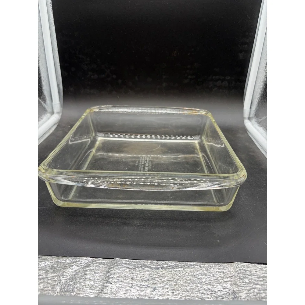 Pyrex 222 Clear Glass Square Baking Dish 2 Quart 8 Inch Casserole Pan Vintage